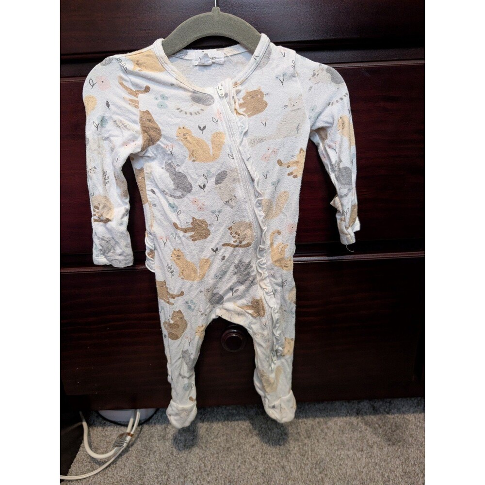 Angel Dear Cat Ruffled Footed Romper 0-3